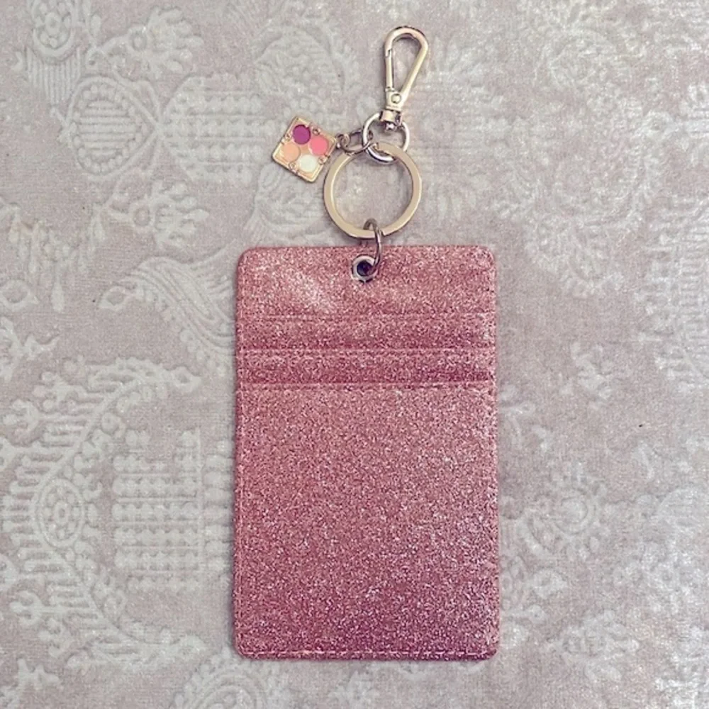 Brand New Set of Velvet Beaded Monogram M Zippered Pouch & Glitter Card Key Case